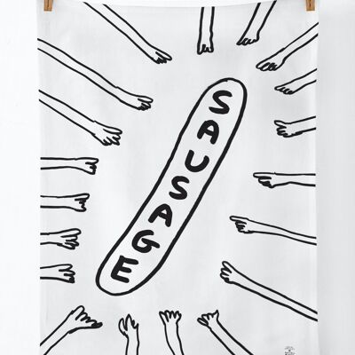 Funny Sausage David Shrigley Tea Towel