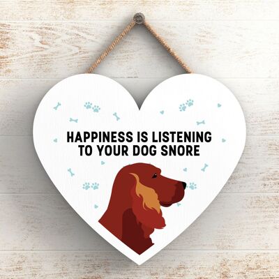 P5806 - Red Setter Happiness Dog Snoring Without Katie Pearson Artworks Heart Hanging Plaque