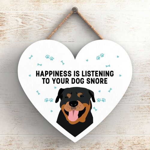 P5807 - Rottweiler Happiness Dog Snoring Without Katie Pearson Artworks Heart Hanging Plaque