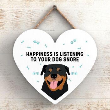 P5807 - Rottweiler Happiness Dog Snoring Without Katie Pearson Artworks Plaque à suspendre en forme de cœur 1
