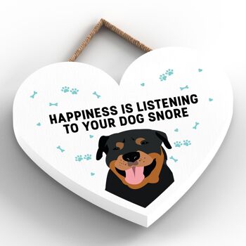 P5807 - Rottweiler Happiness Dog Snoring Without Katie Pearson Artworks Plaque à suspendre en forme de cœur 2