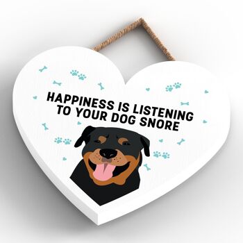 P5807 - Rottweiler Happiness Dog Snoring Without Katie Pearson Artworks Plaque à suspendre en forme de cœur 4