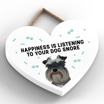 P5808 - Schnauzer Happiness Dog Snoring Without Katie Pearson Artworks Heart Hanging Plaque 2