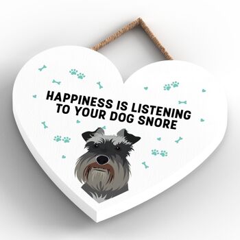 P5808 - Schnauzer Happiness Dog Snoring Without Katie Pearson Artworks Heart Hanging Plaque 4