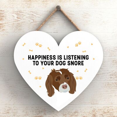 P5810 - Spaniel Happiness Dog Snoring Without Katie Pearson Artworks Heart Hanging Plaque
