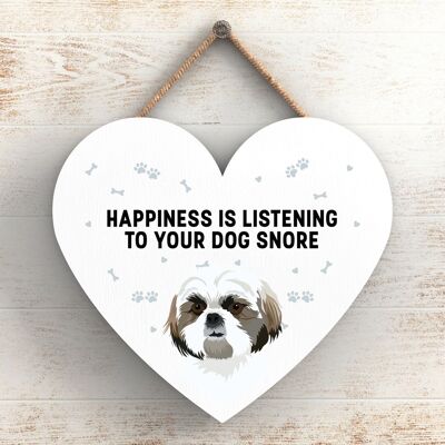 P5809 - Shih Tzu Happiness Dog Snoring Without Katie Pearson Artworks Heart Hanging Plaque