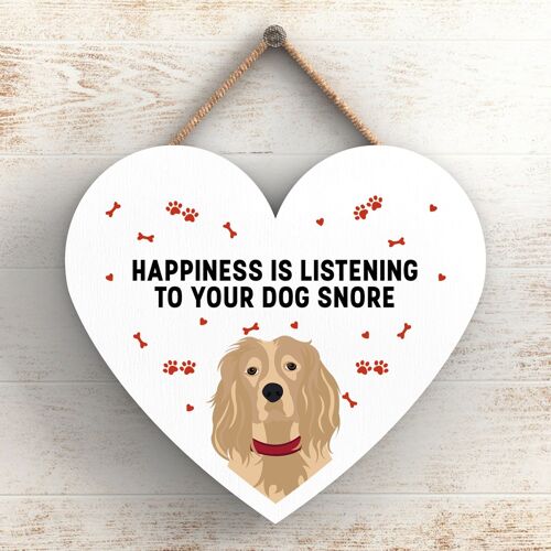 P5811 - Spaniel Happiness Dog Snoring Without Katie Pearson Artworks Heart Hanging Plaque