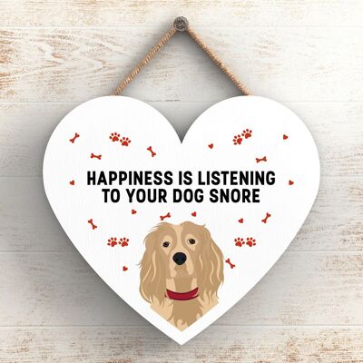 P5811 - Spaniel Happiness Cane che russa senza Katie Pearson Artworks Placca da appendere al cuore