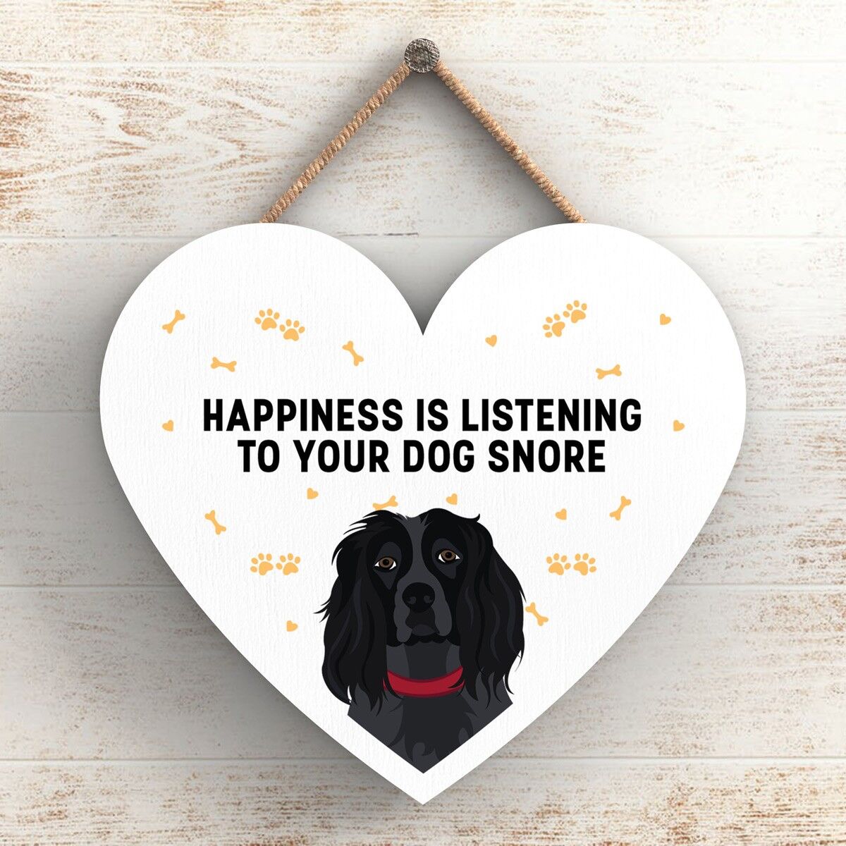 P5812 - Spaniel Happiness Cane che russa senza Katie Pearson Artworks Placca da appendere al cuore