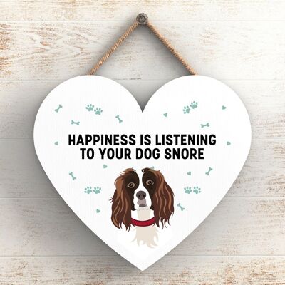 P5813 - Spaniel Happiness Dog Snoring Without Katie Pearson Artworks Heart Hanging Plaque