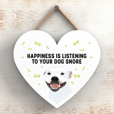 P5814 - Staffie Happiness Dog Snoring Without Katie Pearson Artworks Heart Hanging Plaque
