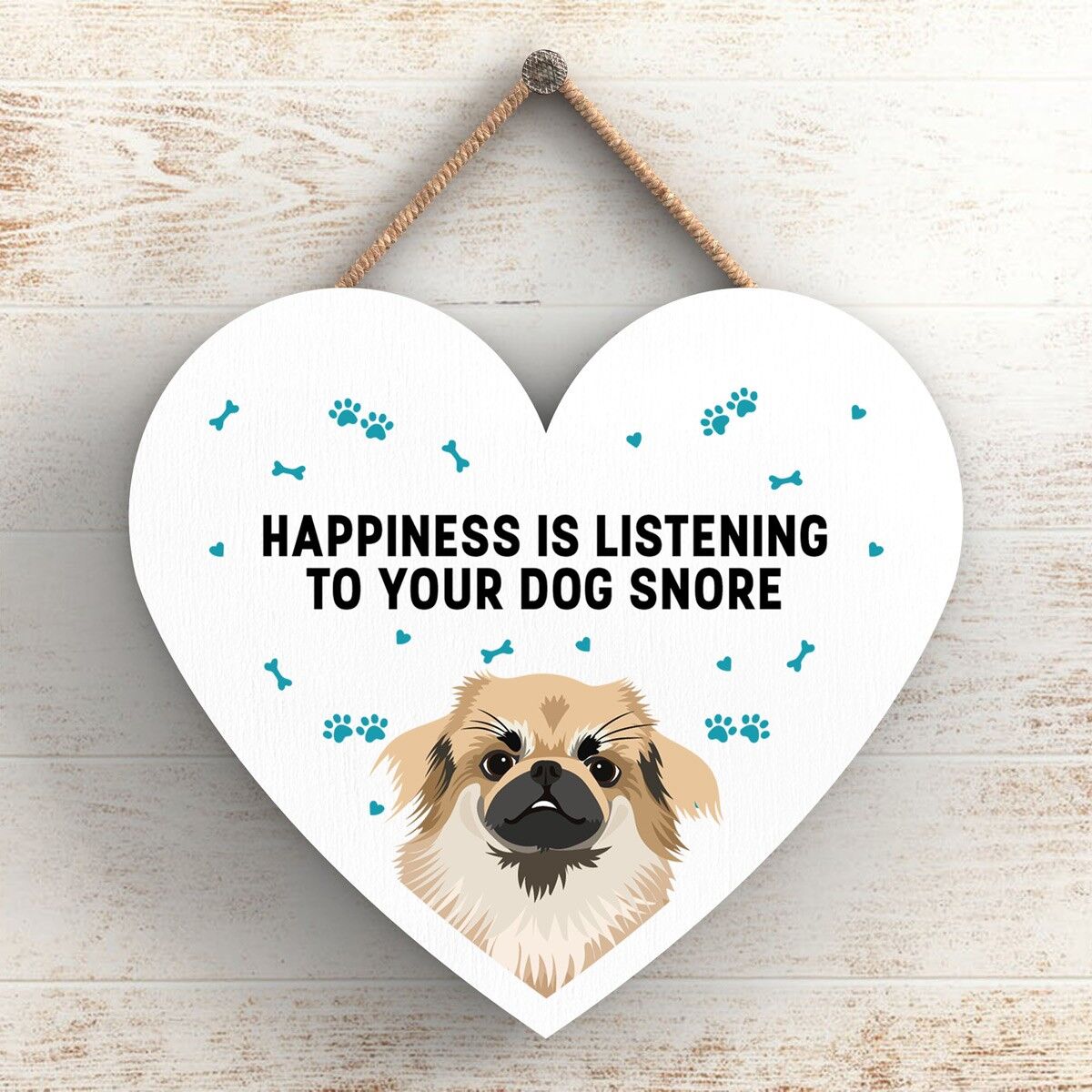 P5815 - Tibetan Spaniel Happiness Dog Russare senza Katie Pearson Artworks Placca da appendere al cuore