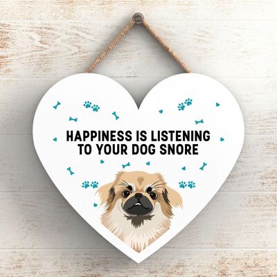 P5815 - Tibetan Spaniel Happiness Dog Snoring Without Katie Pearson Artworks Heart Hanging Plaque