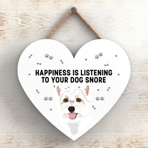 P5816 - Westie Happiness Dog Snoring Without Katie Pearson Artworks Heart Hanging Plaque
