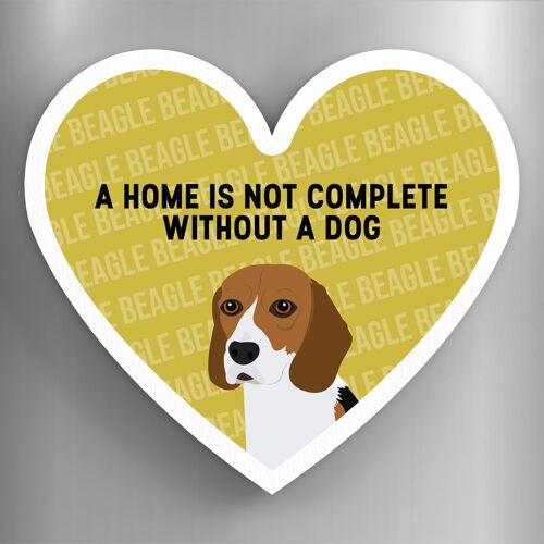 P5824 - Beagle Home Without A Dog Katie Pearson Artworks Heart Shaped Wooden Magnet