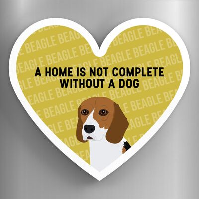 P5824 - Beagle Home Without A Dog Katie Pearson Artworks Aimant en bois en forme de coeur