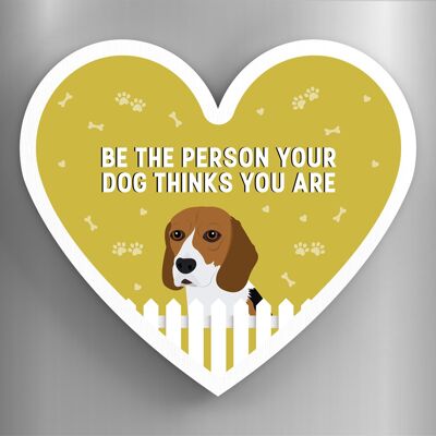 P5825 - Beagle persona che il tuo cane pensa che tu sia Katie Pearson opere d'arte magnete in legno a forma di cuore