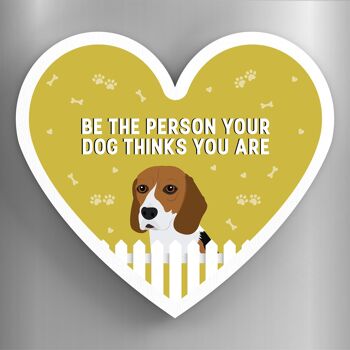 P5825 - Beagle Person Your Dog Thinks You Are Katie Pearson Artworks Aimant en bois en forme de cœur 1
