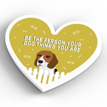 P5825 - Beagle Person Your Dog Thinks You Are Katie Pearson Artworks Aimant en bois en forme de cœur 4