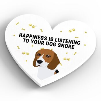 P5826 - Beagle Happiness Is Your Dog Snoring Katie Pearson Artworks Aimant en bois en forme de cœur 4