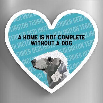 P5830 - Bedlington Terrier Home Without A Dog Katie Pearson Artworks Heart Shaped Wooden Magnet