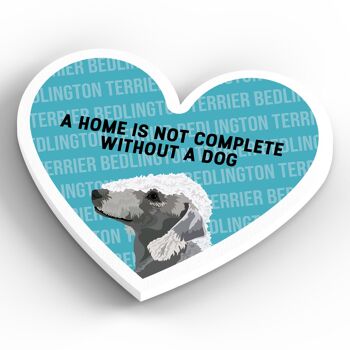 P5830 - Bedlington Terrier Home Without A Dog Katie Pearson Artworks Aimant en bois en forme de cœur 4