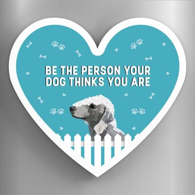 P5831 – Bedlington Terrier Personne que votre chien pense que vous êtes Katie Pearson Artworks Aimant en bois en forme de cœur