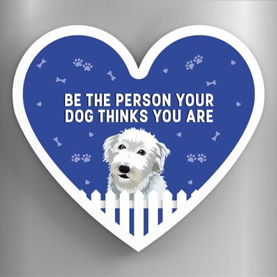 P5834 - Bedlington Whippet Persona Il tuo cane pensa che tu sia Katie Pearson Opere d'arte Magnete in legno a forma di cuore
