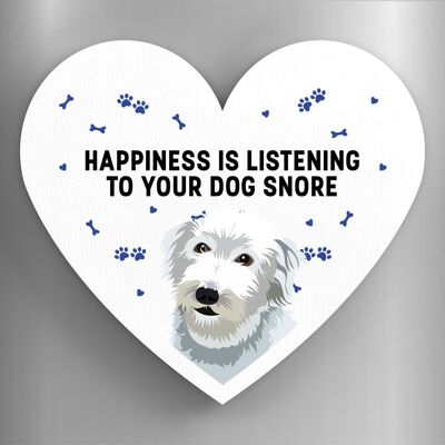 P5835 - Bedlington Whippet Happiness Is Your Dog Snoring Katie Pearson Artworks Heart Shaped Wooden Magnet