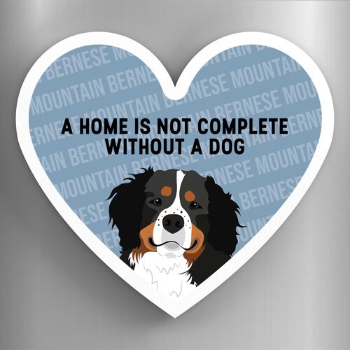 P5836 - Bernese Mountain Dog Home Without A Dog Katie Pearson Artworks Heart Shaped Wooden Magnet