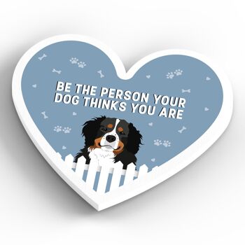 P5837 - Bouvier bernois Personne que votre chien pense que vous êtes Katie Pearson Artworks Aimant en bois en forme de cœur 3