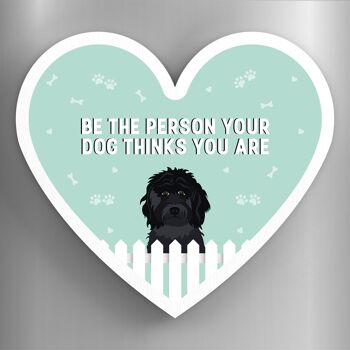 P5840 - Black Cockapoo Person Your Dog Think You Are Katie Pearson Artworks Aimant en bois en forme de cœur 1