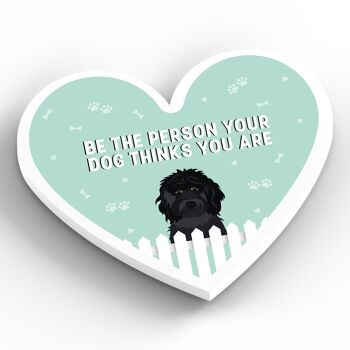 P5840 - Black Cockapoo Person Your Dog Think You Are Katie Pearson Artworks Aimant en bois en forme de cœur 2