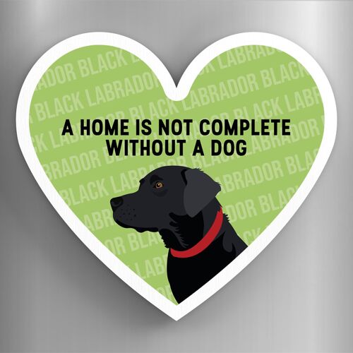 P5842 - Black Labrador Home Without A Dog Katie Pearson Artworks Heart Shaped Wooden Magnet