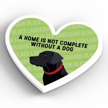 P5842 - Labrador noir maison sans chien Katie Pearson Artworks aimant en bois en forme de coeur 4