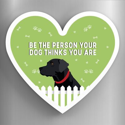 P5843 - Black Labrador Person Your Dog Thinks You Are Katie Pearson Artworks Heart Shaped Wooden Magnet