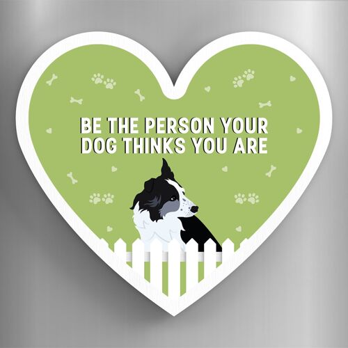 P5846 - Border Collie Person Your Dog Thinks You Are Katie Pearson Artworks Heart Shaped Wooden Magnet