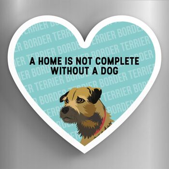 P5848 - Border Terrier Home Without A Dog Katie Pearson Artworks Aimant en bois en forme de cœur 1