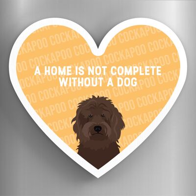 P5854 - Brown Cockapoo Home Without A Dog Katie Pearson Artworks Heart Shaped Wooden Magnet