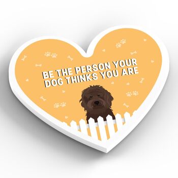 P5855 – Cockapoo marron personne que votre chien pense que vous êtes Katie Pearson Artworks Aimant en bois en forme de cœur 2