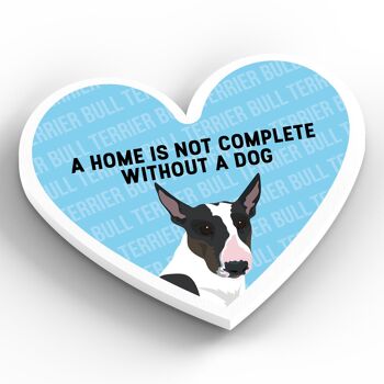 P5857 - Bull Terrier Home Without A Dog Katie Pearson Artworks Aimant en bois en forme de cœur 2