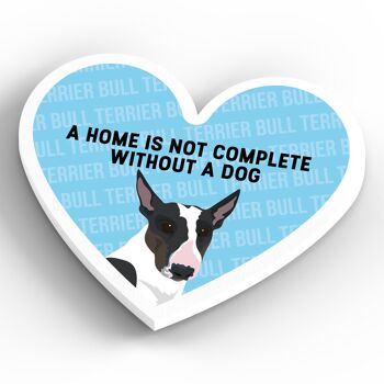 P5857 - Bull Terrier Home Without A Dog Katie Pearson Artworks Aimant en bois en forme de cœur 4
