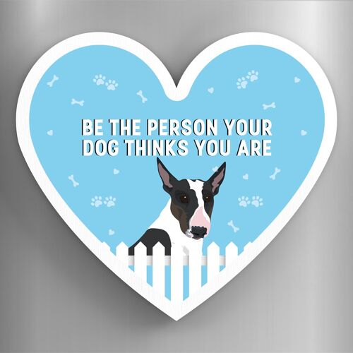 P5858 - Bull Terrier Person Your Dog Thinks You Are Katie Pearson Artworks Heart Shaped Wooden Magnet