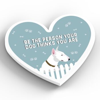 P5861 – Bull Terrier Personne que votre chien pense que vous êtes Katie Pearson Artworks Aimant en bois en forme de cœur 2