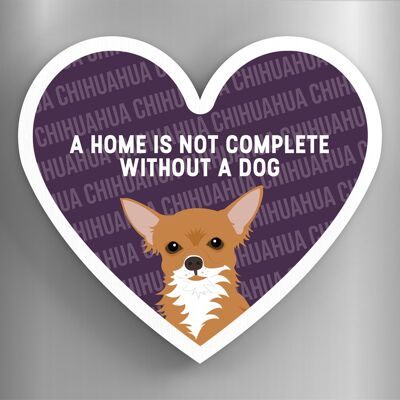 P5863 - Chihuahua Home Without A Dog Katie Pearson Artworks Aimant en bois en forme de cœur