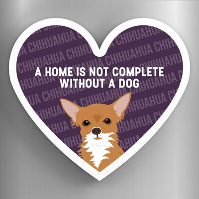 P5863 - Chihuahua Home Without A Dog Katie Pearson Artworks Magnete in legno a forma di cuore