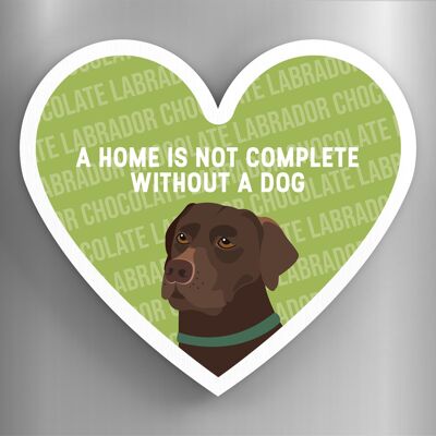 P5869 - Chocolate Labrador Home Without A Dog Katie Pearson Artworks Magnete in legno a forma di cuore