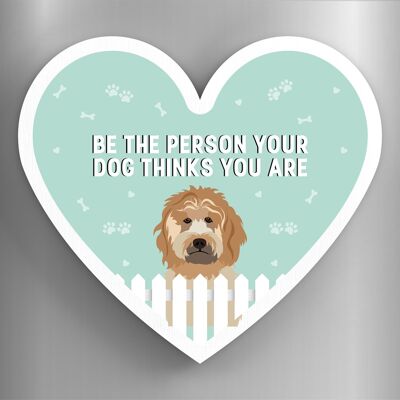 P5873 - Cockapoo Person Your Dog Thinks You Are Katie Pearson Artworks Heart Shaped Wooden Magnet