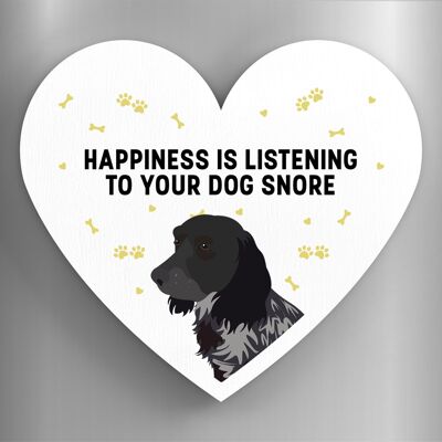 P5877 - Cocker Spaniel Happiness Is Your Dog Snoring Katie Pearson Artworks Heart Shaped Wooden Magnet
