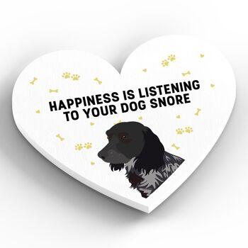 P5877 - Cocker Spaniel Happiness Is Your Dog Snoring Katie Pearson Artworks Aimant en bois en forme de coeur 2
